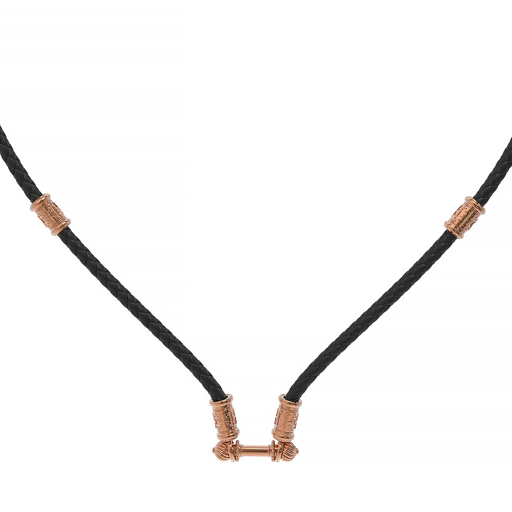 Гайтан из золота c кожаным шнурком