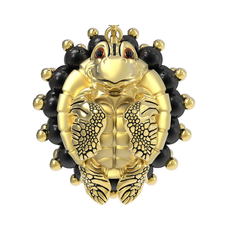 Серьги из лимонного золота c эмалью и ониксом