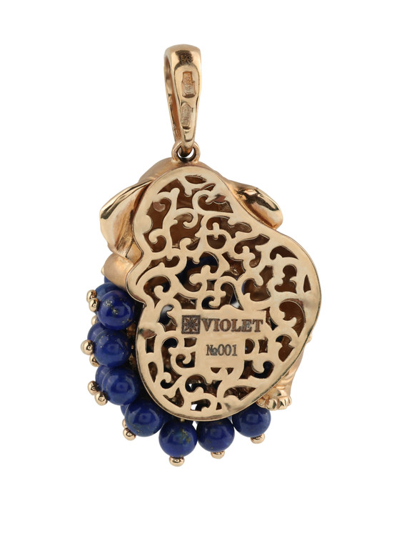 Подвеска из золота c эмалью и лазуритом