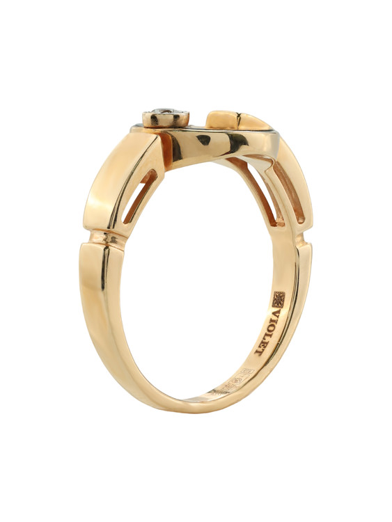 Кольцо из золота c бриллиантами и ониксом