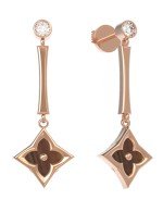 Серьги из золота 585 пробы c фианитом и тигровым глазом
