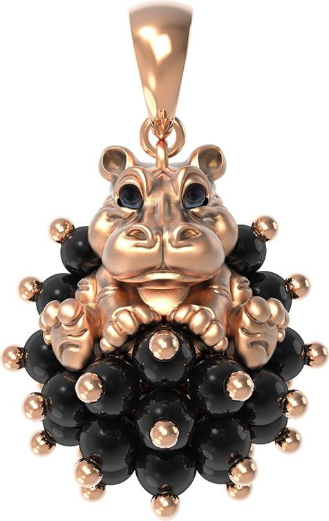 Подвеска из золота c эмалью и ониксом