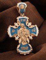 Крест из золота 585 пробы c эмалью и бриллиантами