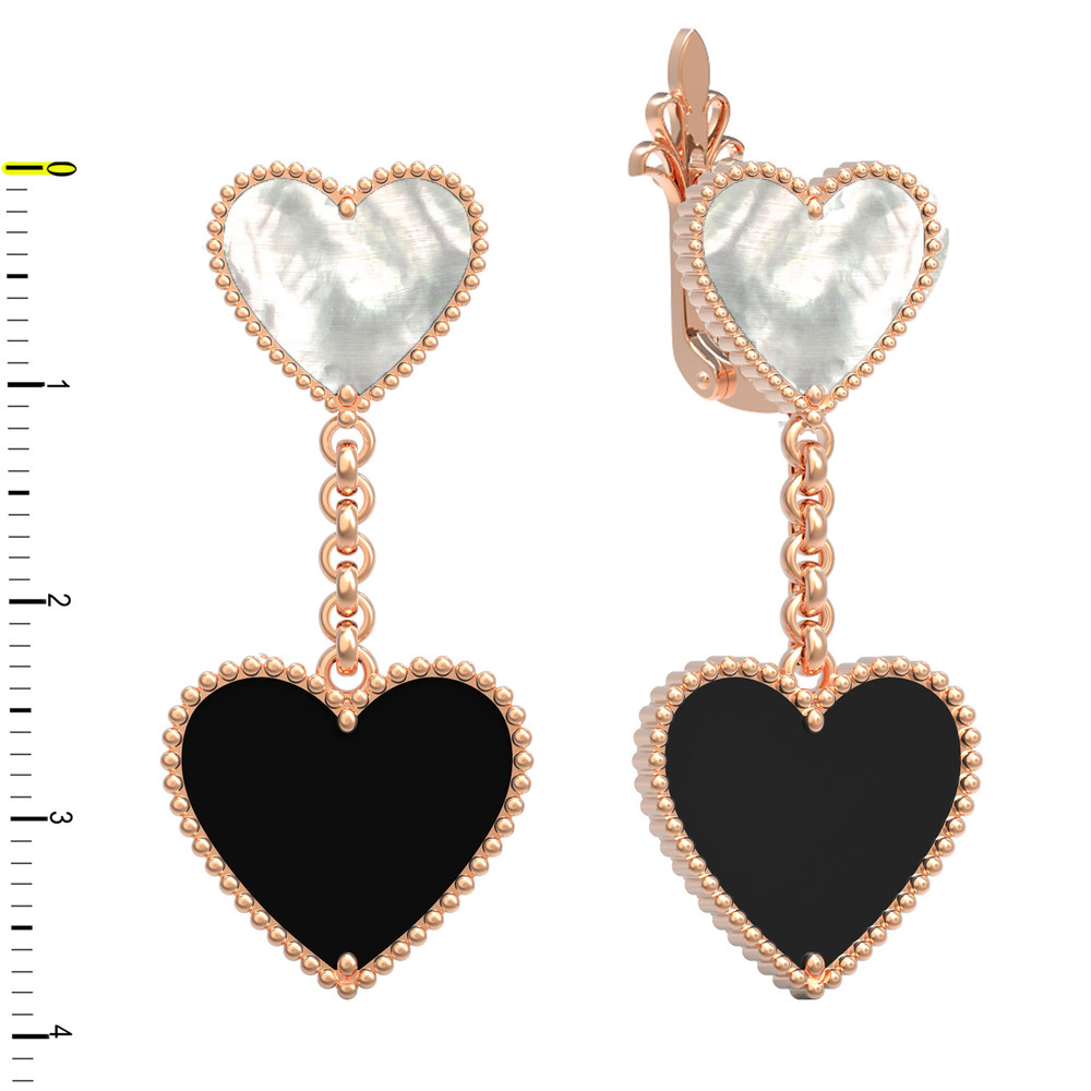 Серьги из золота c ониксом и перламутром