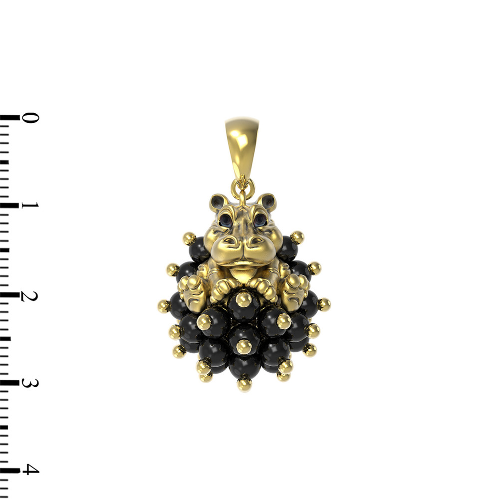 Подвеска из лимонного золота c эмалью и ониксом