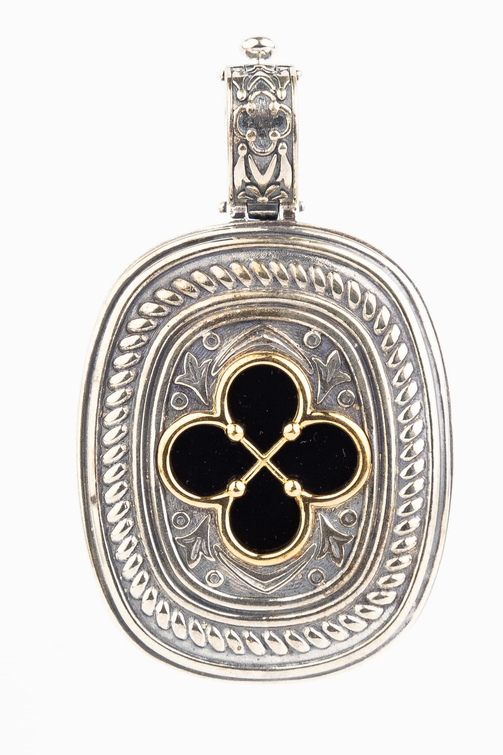 Подвеска из серебра и золота c ониксом и рубином