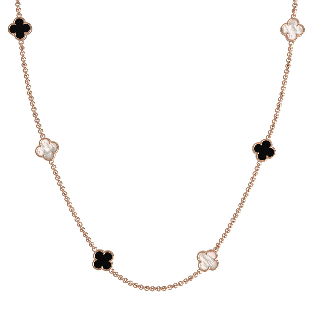 Колье из золота c ониксом и перламутром