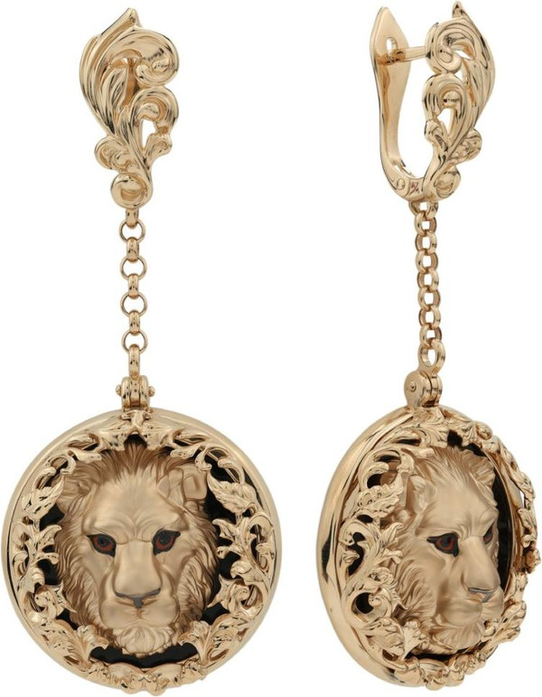 Серьги из золота c эмалью и ониксом