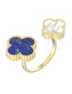 Кольцо из лимонного золота 585 пробы c лазуритом и перламутром