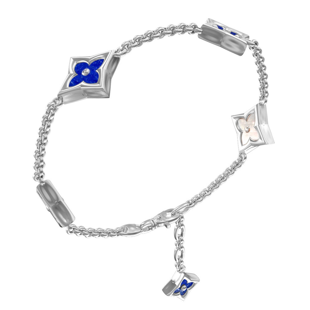 Браслет из белого золота c лазуритом и перламутром