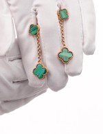Серьги из золота 585 пробы c малахитом