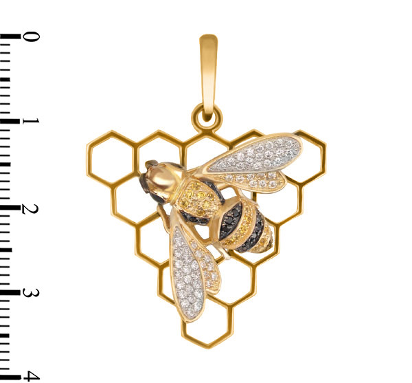 Подвеска из лимонного золота c эмалью и фианитом
