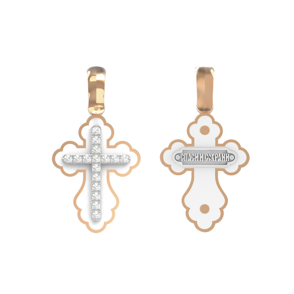 Крест из золота c эмалью и бриллиантами