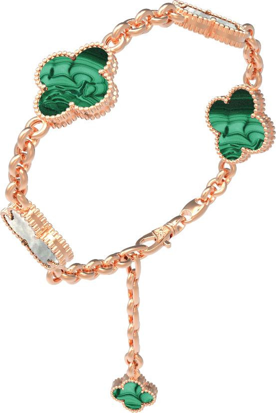 Браслет из золота c малахитом и перламутром