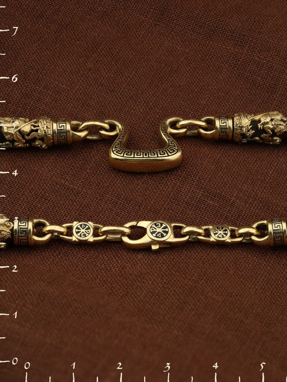 Цепь из лимонного золота c эмалью и эбеновым деревом