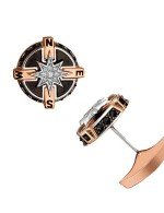 Запонки из золота 585 пробы c эмалью и фианитом