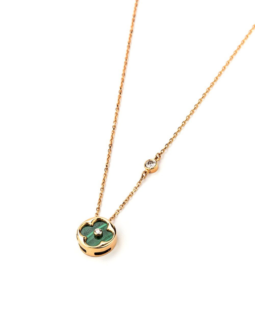 Колье из золота 585 пробы c бриллиантами и малахитом
