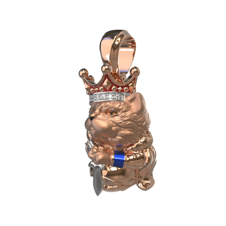 Подвеска из золота c эмалью, бриллиантами и рубином