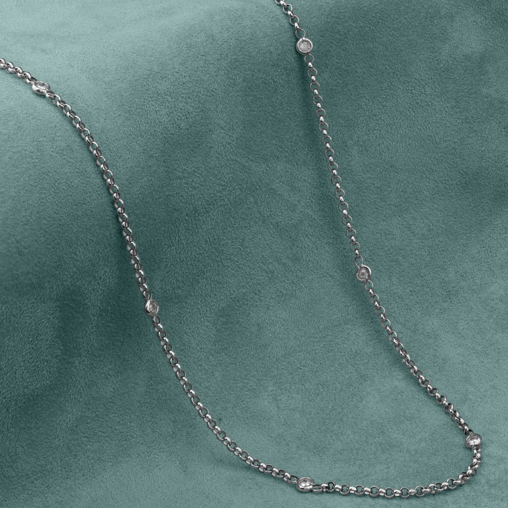 Цепь из белого золота c фианитом